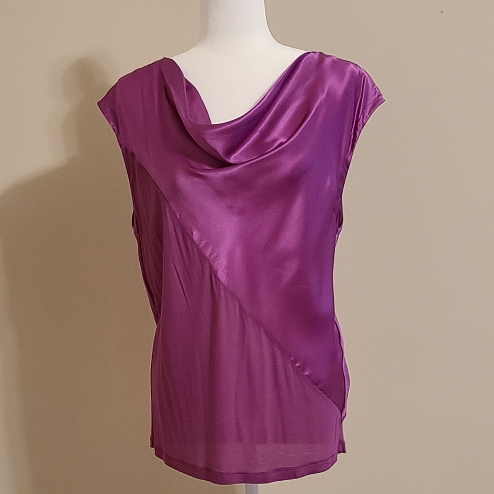 Trouve Purple Silk Sleeveless Blouse Top Size Medium